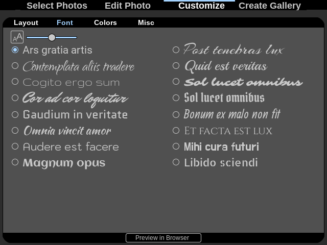 Customize fonts.