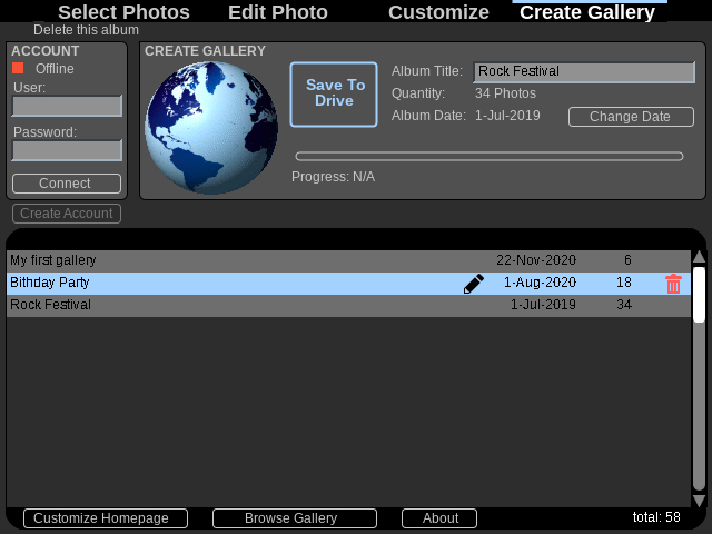 Manage Photo Gallery.